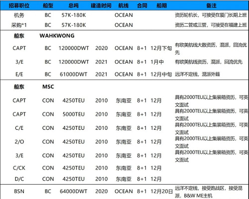 持續(xù)招募|廈門(mén)華洋岸基、散貨、集裝箱船隊(duì)多職位招募需求！11月29日